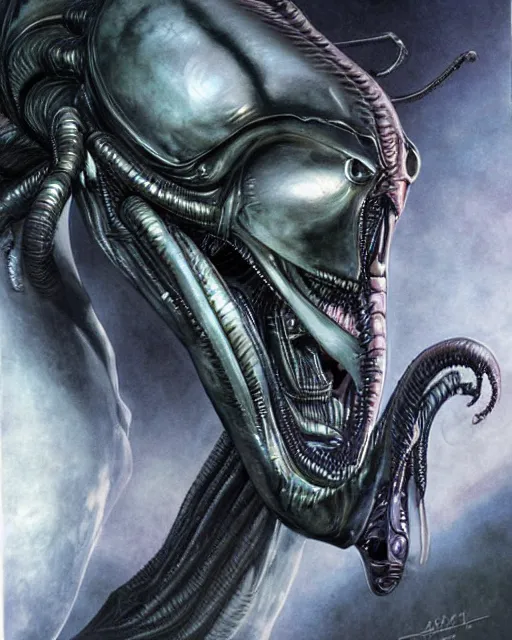 Image similar to alien xenomorph by Yoshitaka Amano