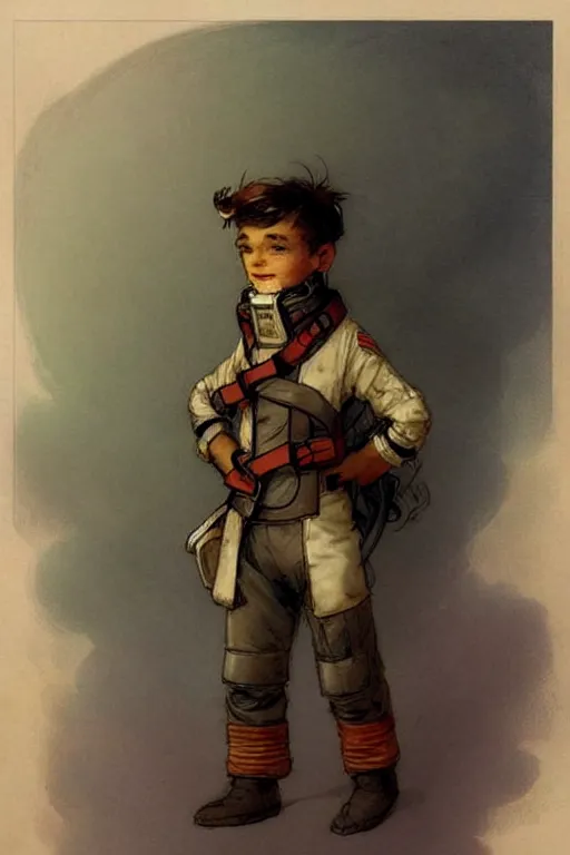 Image similar to ( ( ( ( ( 2 0 5 0 s retro future 1 0 year old boy super scientest in space pirate mechanics costume full portrait. muted colors. ) ) ) ) ) by jean baptiste monge, dynamic!!!!!!!!!!!!!!!!!!!!!!!!!!!!!!