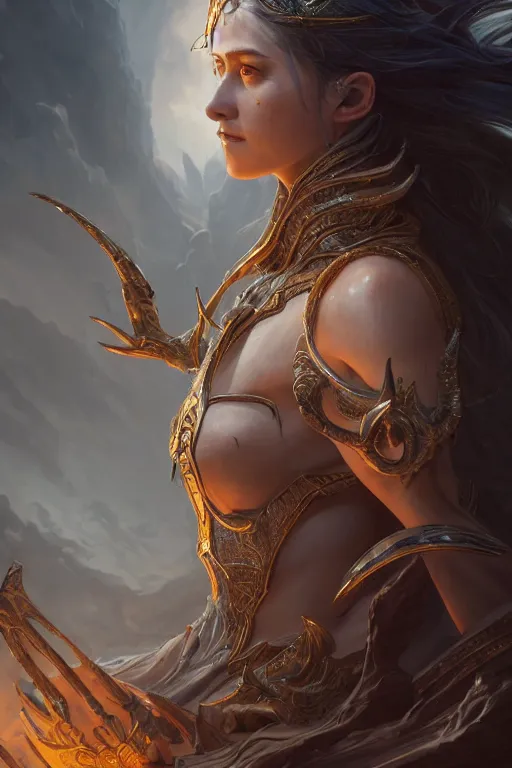 Image similar to goddess of the elden ring twilight, highly detailed, digital painting, artstation, hyperrealistic, hyperdetailed, concept art, smooth, sharp focus, illustration, unreal engine 5, 8 k, art by artgerm and greg rutkowski, laura sava and edgar maxence