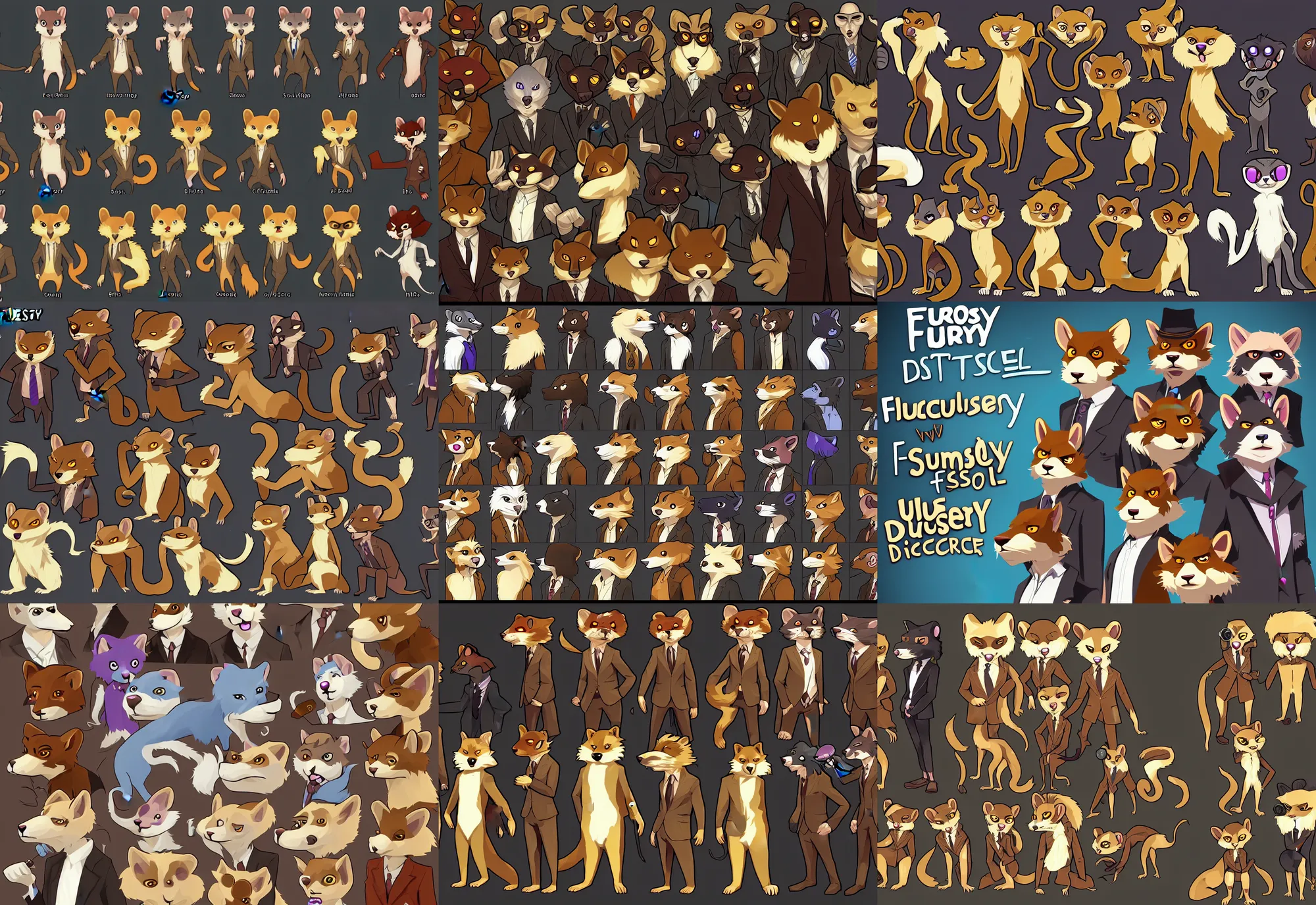 Prompt: furry - weasel - detective - fursona uhd ue 5 visual novel pc game expressions