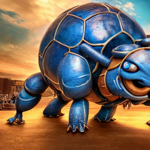 Image similar to national geographic photo of blastoise, pokemon in the wild, intricate, portrait, 8 k highly professionally detailed, hdr, cgsociety