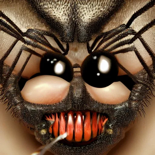 Image similar to a spider made of teeth, photo, realistic, render