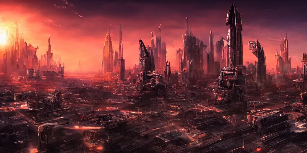 Prompt: sci-fi city landscape sunset, photorealistic, 8k, high detail, high definition,