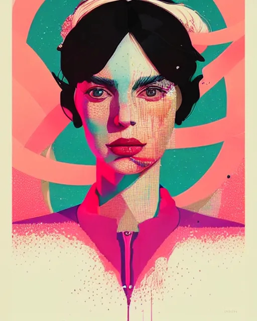 Prompt: an ultradetailed beautiful concert poster of a stylish woman with colorful band aids, retro, conrad roset, greg rutkowski, flume cover art, 8 0 s