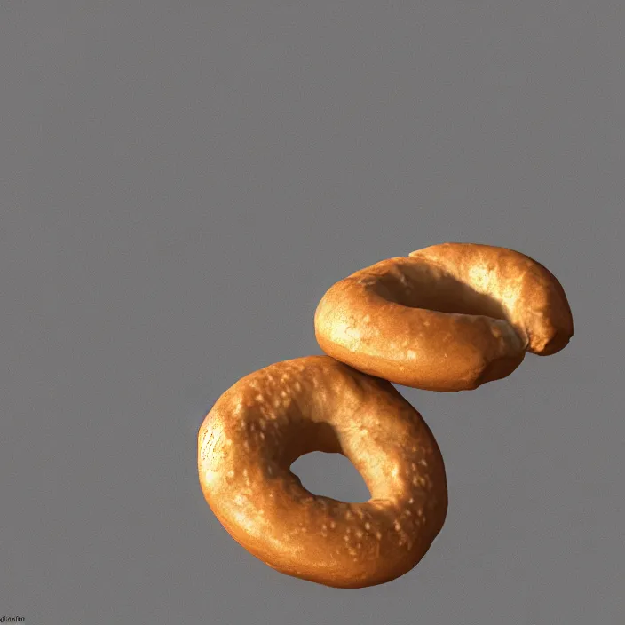 Prompt: a 3 d render of a floating bagel, studio quality background, lighting, smooth render, unreal engine 5