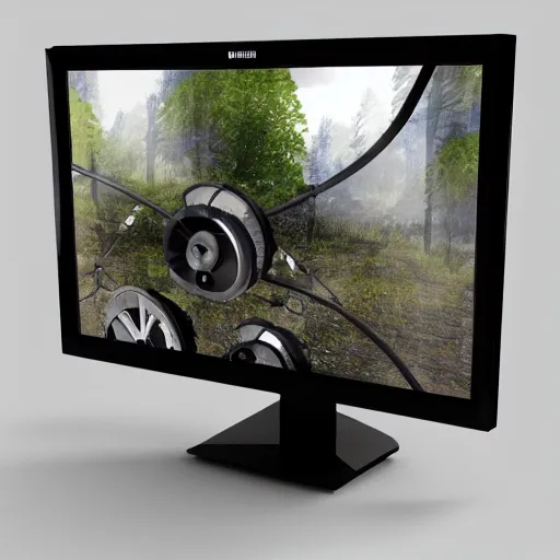 Image similar to old monitor screen technical details render 3 d clean sharp focus concept art