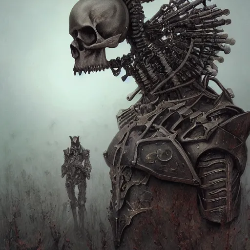 Prompt: bones and skull armor made of bones, anthropomorphic shiba inu, metal skull face, stuning 3 d render, masterpiece, glowing black aura, foggy dark graveyard, by donato giancola and greg rutkowski and wayne barlow and zdzisław beksinski, realistic face