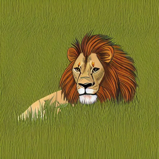 Image similar to Vector illustration of a full body lion in a meadow, Dribbble, sharp focus, 4k