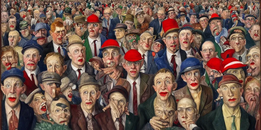 Image similar to where's wally, highly detailed, painting by otto dix, 8 k