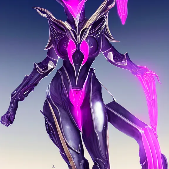 Image similar to highly detailed giantess shot exquisite warframe fanart, looking up at a giant 500 foot tall beautiful stunning saryn prime female warframe, as a stunning anthropomorphic robot female dragon, looming over you, posing elegantly, dancing over you, your view between the legs, white sleek armor with glowing fuchsia accents, proportionally accurate, anatomically correct, sharp robot dragon claws for hands and feet, two arms, two legs, camera close to the legs and feet, giantess shot, upward shot, ground view shot, leg and thigh shot, epic low shot, high quality, captura, sci-fi, realistic, professional digital art, high end digital art, furry art, macro art, giantess art, anthro art, DeviantArt, artstation, Furaffinity, 3D realism, 8k HD octane render, epic lighting, depth of field