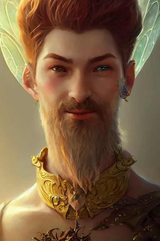 Image similar to fairy king, highly detailed, d & d, fantasy, highly detailed, digital painting, trending on artstation, concept art, sharp focus, illustration, global illumination, ray tracing, realistic shaded, art by artgerm and greg rutkowski and fuji choko and viktoria gavrilenko and hoang lap,