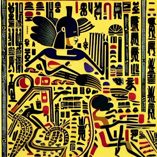 Image similar to a exotic metro pollynsdian hieroglyphics, painted by jorgihno gisbana and takashi tokyo, style of ultra capitalism surealism