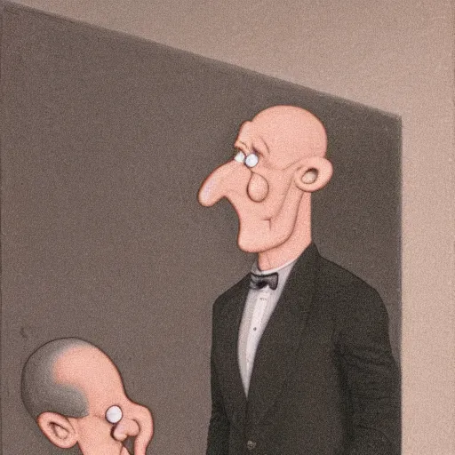 Image similar to man looking into a mirror, his reflection is not there, squidward is in the mirror, photograph