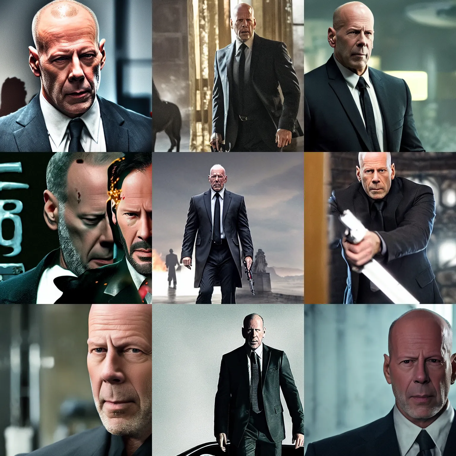 Prompt: bruce willis as john wick