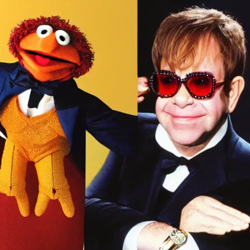 Prompt: elton john as a muppet