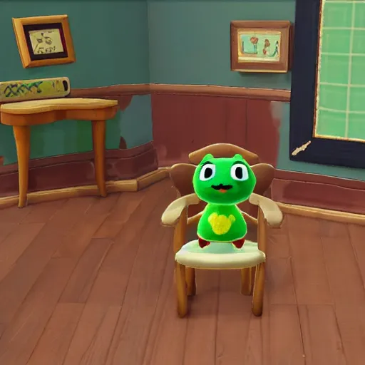 Image similar to portrait of froggy chair animal crossing