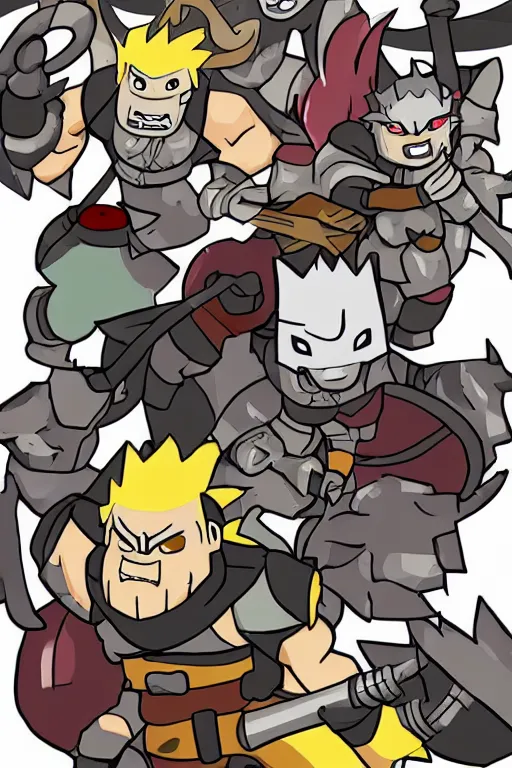 Prompt: castle crashers barbarian, anime art style
