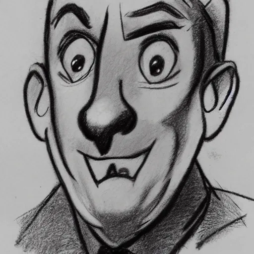 Image similar to milt kahl pencil sketch of adolf hitler warner brothers cartoon