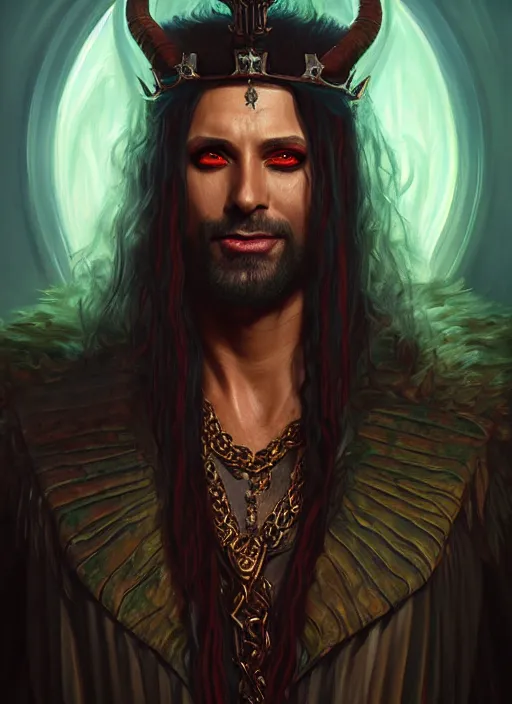 Image similar to a _ fantasy _ style _ portrait _ painting _ of king asmodeus, dnd, wicked, oil _ painting _ unreal _ 5 _ daz. _ rpg _ portrait _ extremely _ detailed _ artgerm _ greg _ rutkowski _ greg