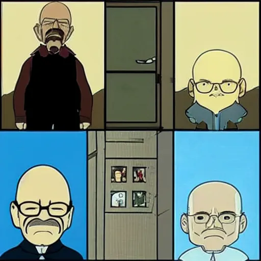 Image similar to Walter White in the style of Studio Ghibli