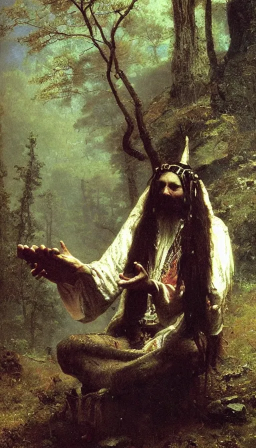 Image similar to portrait of a digital shaman, by albert bierstadt,