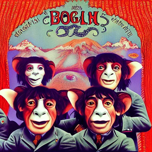 Image similar to boglins on the beatles album cover, 8 k resolution hyperdetailed surrealism