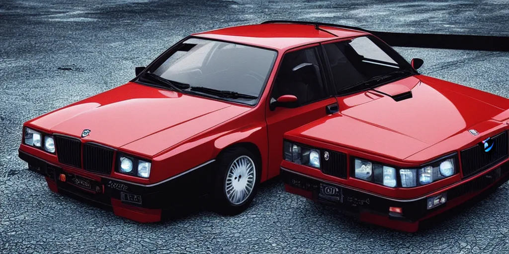 Image similar to “Lancia delta intégrale if it were made in the 2010s, highly detailed, 4K”