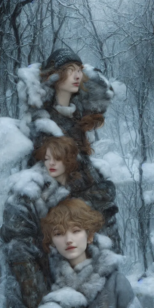 Image similar to winter, masterpiece by Edgar Maxence and Ross Tran and Michael Whelan, 8k, octane render