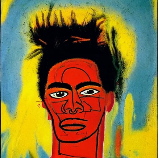 Image similar to painting of jean - michel basquiat by frida kahlo