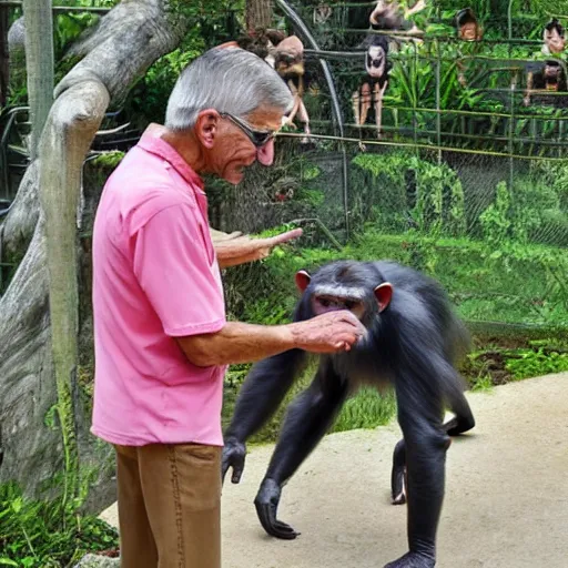 Prompt: Anthony Fauci in a zoo with chimps