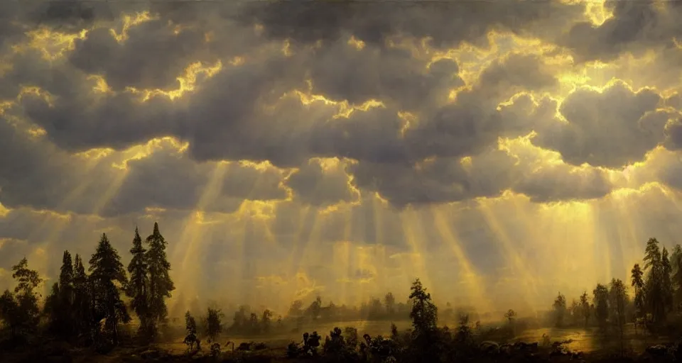 Image similar to heaven and angels!!!!! floating!! on clouds god rays, by eugene von guerard, ivan shishkin, trending on artstation, 8 k