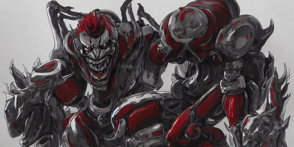 Image similar to Pennywise Mecha exposed to the symbiote and became Venom. concept art,high detailed,fine art,trending on Artstation,smooth draw.