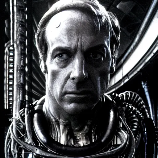 Image similar to film still of saul goodman in alien, giger, detailed