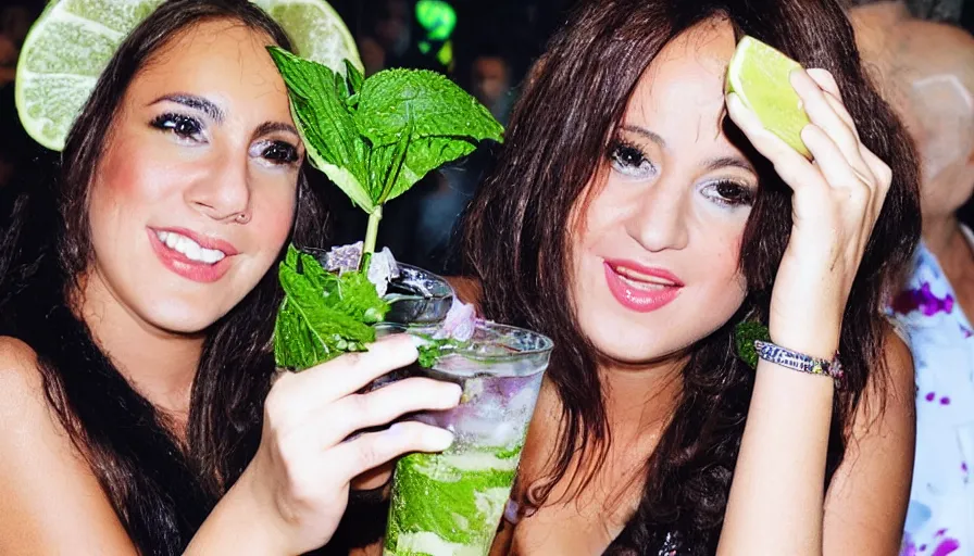 Image similar to rosalia the spanish singer sipping a mojito