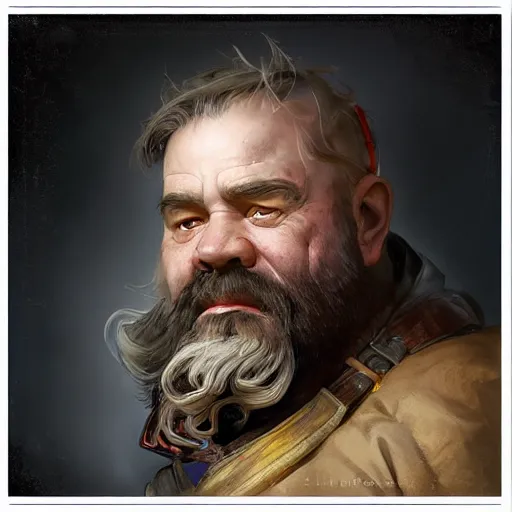 Image similar to Three quarters portrait of a dwarf, highly detailed, digital painting, art by Stanley Lau and Artgerm and Greg Rutkowski and Alphonse Mucha, artstation, octane render, cgsociety