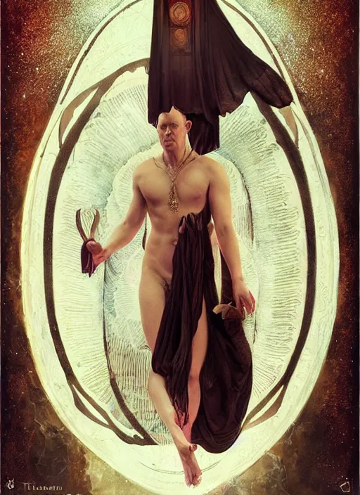 Image similar to channing tatum as aleister crowley the grand mage of thelema. art by tom bagshaw and greg danton