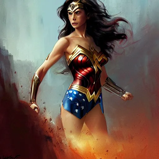 Prompt: wonderwoman paint by Marc Simonetti