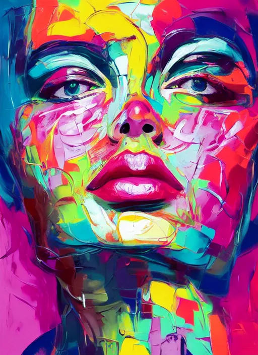 Image similar to portrait of a female model, vivid, intricate, highly detailed, smooth, digital illustration by francoise nielly