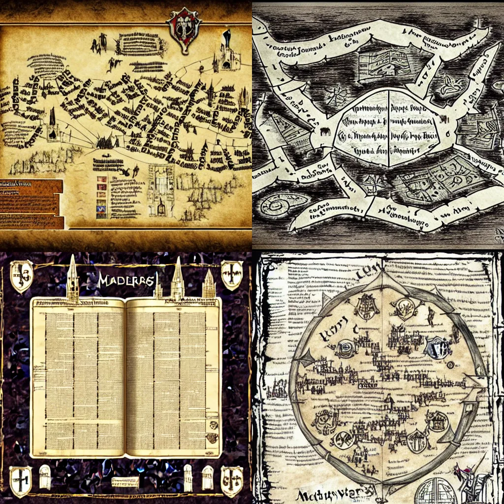 Prompt: marauders map of hogwarts