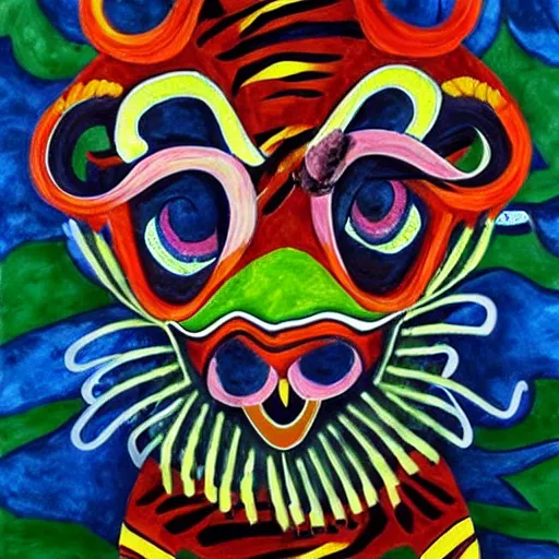 Image similar to “ a tiger alebrije, mexican art ”