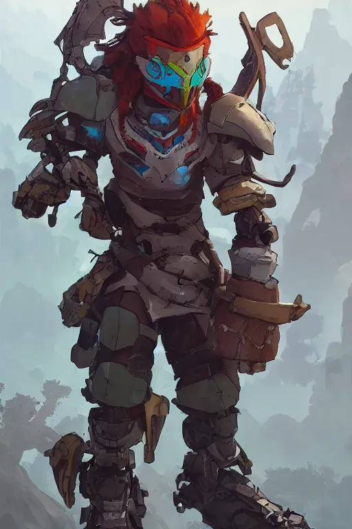 Image similar to combination suit armor aloy horizon forbidden west horizon zero dawn robot ninja mask helmet backpack tribal, art gta 5 comics, official fanart behance hd artstation by jesper ejsing, by rhads, makoto shinkai and lois van baarle, ilya kuvshinov, ossdraws radiating a glowing aura cgi rtx 2 0 2 2