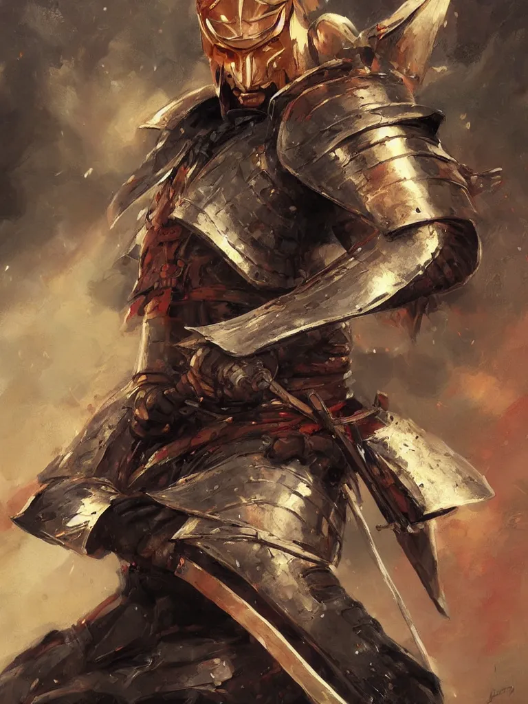 Prompt: close up of a samurai in full armor, by fiona staples, artgerm, by vladimir volegov and alexander averin and delphin enjolras and daniel f. gerhartz