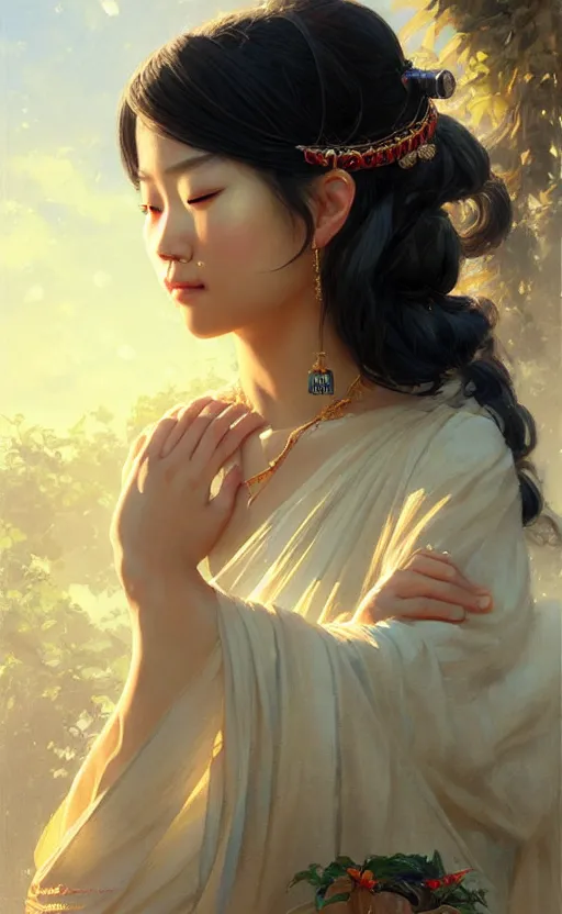 Image similar to a beautiful taiwan goddess with sundress with jewelry | | winter, realistic shaded, unpleasant face, good looking, fine details, realistic shaded lighting poster by greg rutkowski, magali villeneuve, artgerm, jeremy lipkin and michael garmash and macoto takahashi