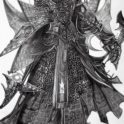 Image similar to a mage from final fantasy 14 drawn by Yoshitaka Amano, intricate, amazing line work