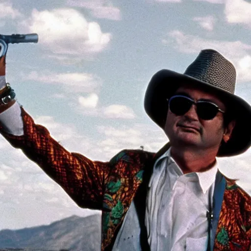 Image similar to bill murray in fear and loathing in las vegas, movie still, promotional shot