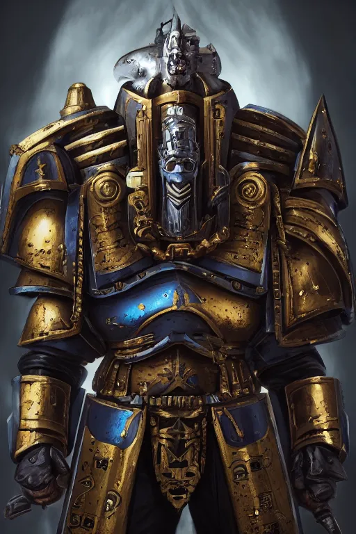 Image similar to armor portrait heros warhammer 4 0 k horus heresy fanart - the primarchs emperor by johannes helgeson animated with vfx concept artist & illustrator global illumination ray tracing hdr fanart arstation zbrush central hardmesh 8 k octane renderer