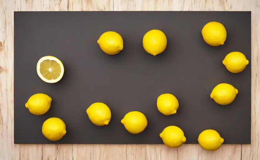 Image similar to lemons a plywood, product photography