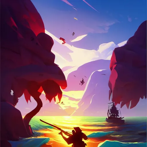 Image similar to painting treasure on sea of thieves game smooth median photoshop filter cutout vector, behance hd by jesper ejsing, by rhads, makoto shinkai and lois van baarle, ilya kuvshinov, rossdraws global illumination