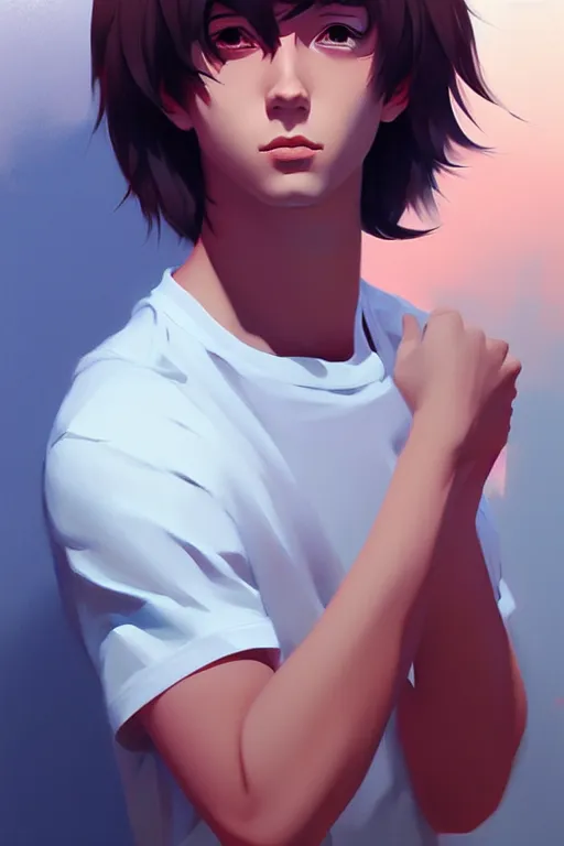 Prompt: attractive male, painting by ilya kuvshinov