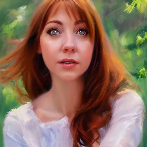 Prompt: lily aldrin, realistic, painting by vladimir volegov, trending on artstation, realistic, photorealistic, real